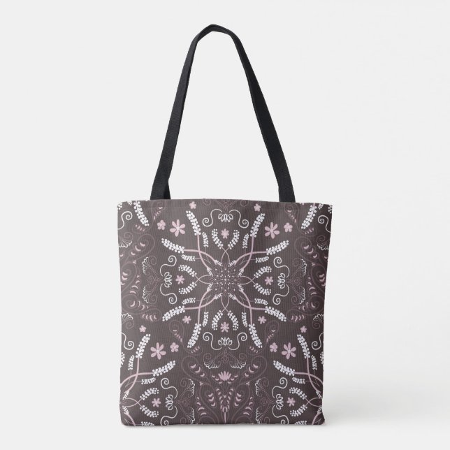 Bolso De Tela Patrón elegante oscuro de Mandala (Reverso)