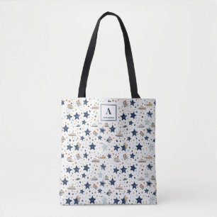 Bolso De Tela Patrón elegante personalizado de estrellas azules 