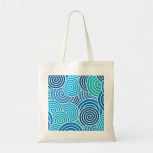 Bolso De Tela Patrón en espiral azul moderno