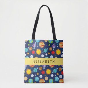 Bolso De Tela Patrón espacial, planetas, estrellas, cosmos, tu n