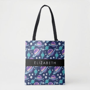 Bolso De Tela Patrón espacial, planetas, estrellas, galaxia, tu