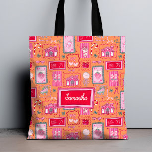 Bolso De Tela Patrón estético femenino naranja coqueto caprichos