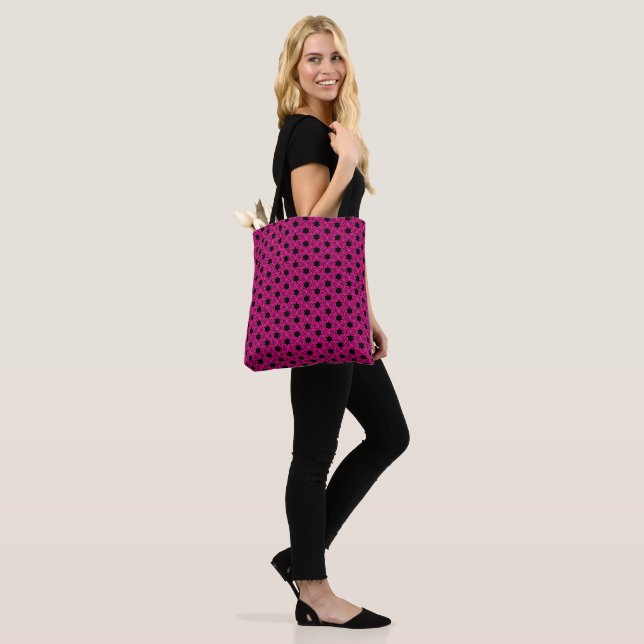 Bolso De Tela Patrón estrella rosada y negra caliente (Puesto)