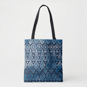 Bolso De Tela Patrón étnico clásico azul sin igual