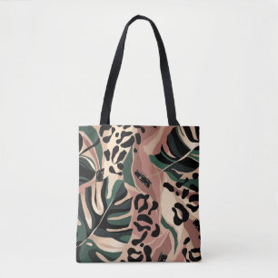 Bolso De Tela Patrón exótico moderno con piel de leopardo. Cre