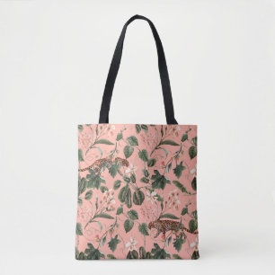 Bolso De Tela Patrón exótico tropical acuarela con orquídea,