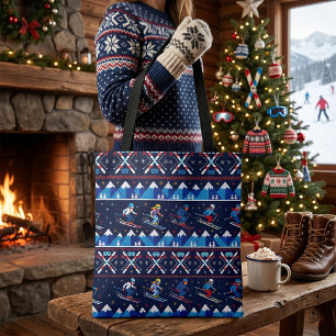Bolso De Tela Patrón feo de esquí de Navidad