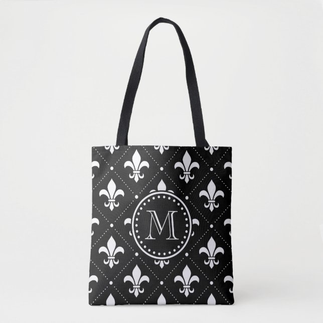 Bolso De Tela Patrón Fleur De Lis (Anverso)