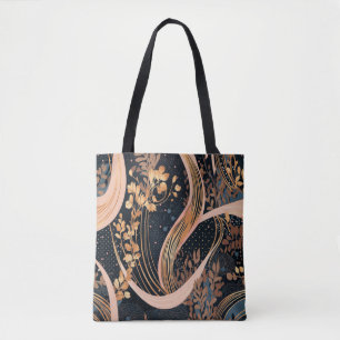 Bolso De Tela Patrón floral abstracto, puntos de polka, vides