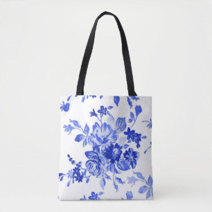 Bolso De Tela Patrón floral azul vintage