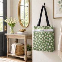 Patrón floral Boho Daisy verde Nombre 