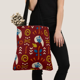 Bolso De Tela Patrón floral boho de verano étnico rojo