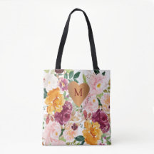 Patrón floral chic con monograma 
