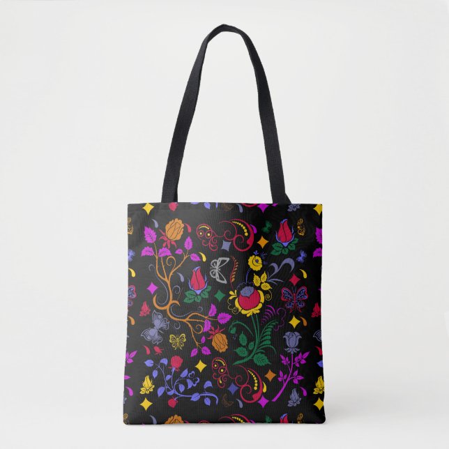 Bolso De Tela Patrón floral colorido (Anverso)