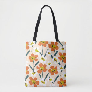 Bolso De Tela Patrón floral colorido y vintage.