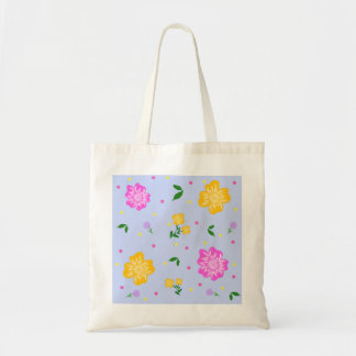 Bolso De Tela Patrón floral continuo de rosa y amarillo