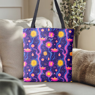 Bolso De Tela Patrón Floral Cósmico – Arte Botánico Celestial