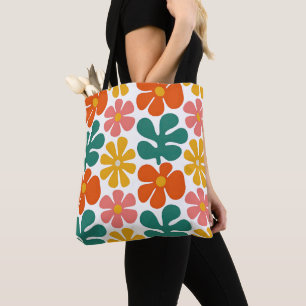 Bolso De Tela Patrón floral de arte popular retro de los 70