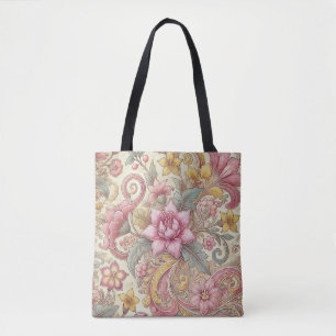 Bolso De Tela Patrón floral de batiburrillo amarillo indonesio v