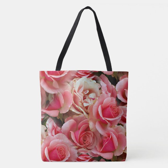 Bolso De Tela Patrón floral de Bonito de yuxtaposición Rosa (Anverso)