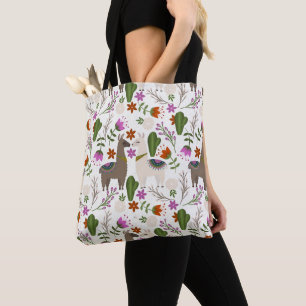 Bolso De Tela Patrón Floral de Cactus Alpaca Amante de los Anima