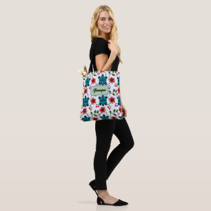 Bolso De Tela Patrón floral de cereza de tortuga tropical person