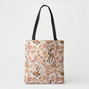 Bolso De Tela Patrón floral de ciervo de bosque de cuajo