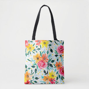 Bolso De Tela Patrón floral de color agua brillante