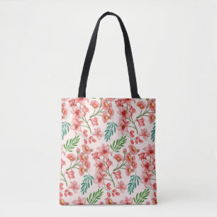 Bolso De Tela Patrón floral de color de agua pintado a mano-5409