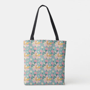 Bolso De Tela Patrón floral de color pastel suave