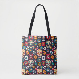 Bolso De Tela Patrón floral de cráneo rojo
