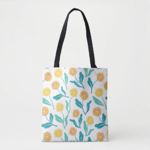 Bolso De Tela Patrón floral de Dandelion amarillo - Inspirado en