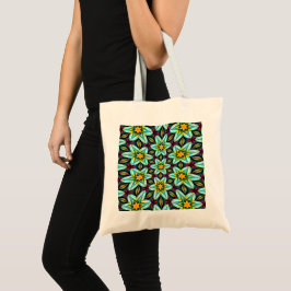 Bolso De Tela Patrón floral de estrellas verdes
