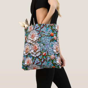 Bolso De Tela Patrón floral de imitación de mosaico de Bonito