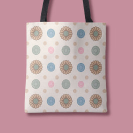 Bolso De Tela Patrón floral de inspiración babilónica pastel