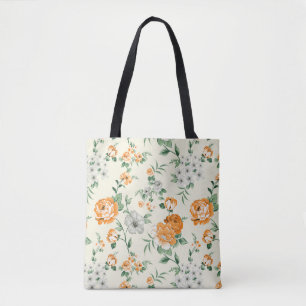 Bolso De Tela Patrón floral de jardín amarillo suave