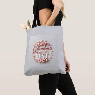 Bolso De Tela Patrón floral de la abuela gris pastel