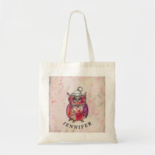 Bolso De Tela Patrón floral de lechuza cutáneo