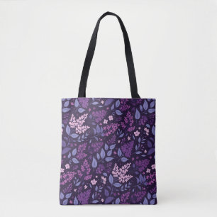 Bolso De Tela Patrón floral de Lilac vibrante