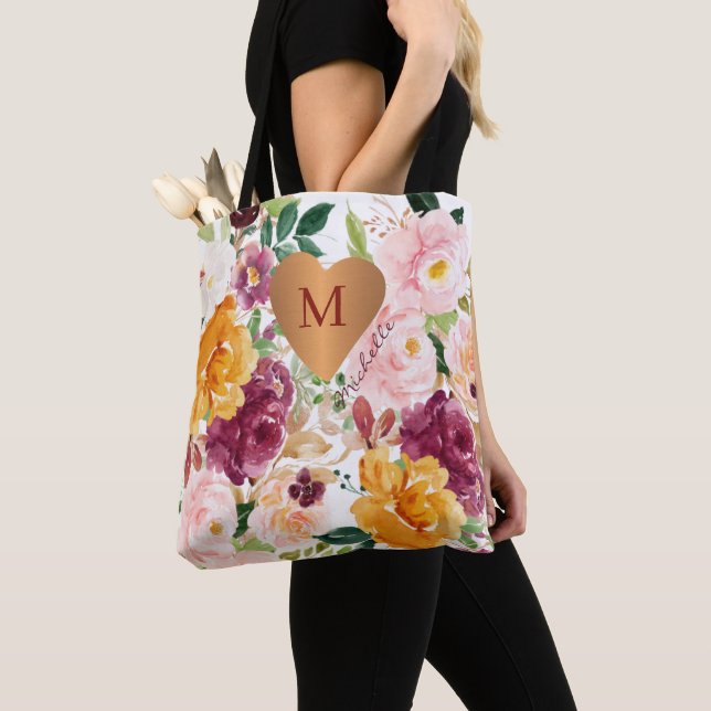Bolso De Tela Patrón floral de moda monogramada (Detalle)