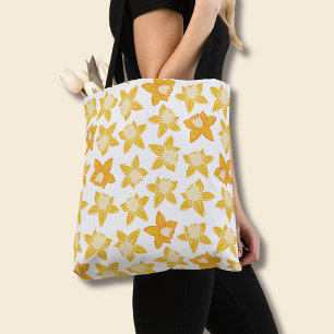 Bolso De Tela Patrón floral de narciso amarillo de primavera