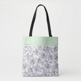 Bolso De Tela Patrón floral de nombre personalizado