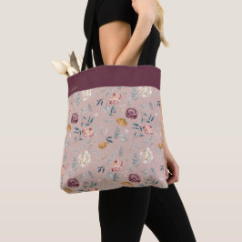 Bolso De Tela Patrón floral de nombre personalizado