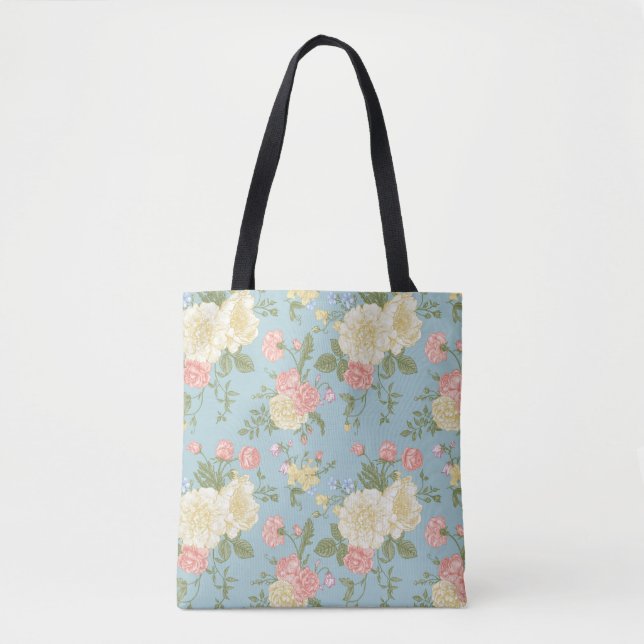 Bolso De Tela Patrón floral de Peony Garden (Anverso)