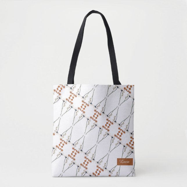 Bolso De Tela Patrón floral de primavera grande (Anverso)