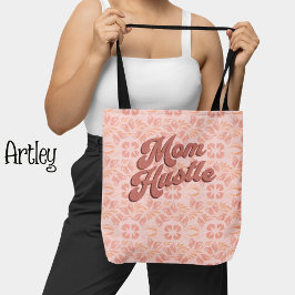 Bolso De Tela Patrón floral de rosa rosado retro Mamá Hustle