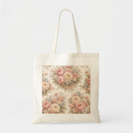 Bolso De Tela Patrón floral de rosa vintage | Pastel elegante