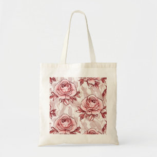 Bolso De Tela Patrón floral de rosas rosadas