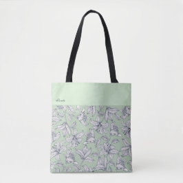 Bolso De Tela Patrón floral de salvia personalizado
