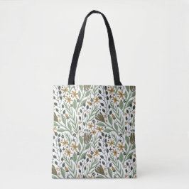 Bolso De Tela Patrón floral de sueño verde